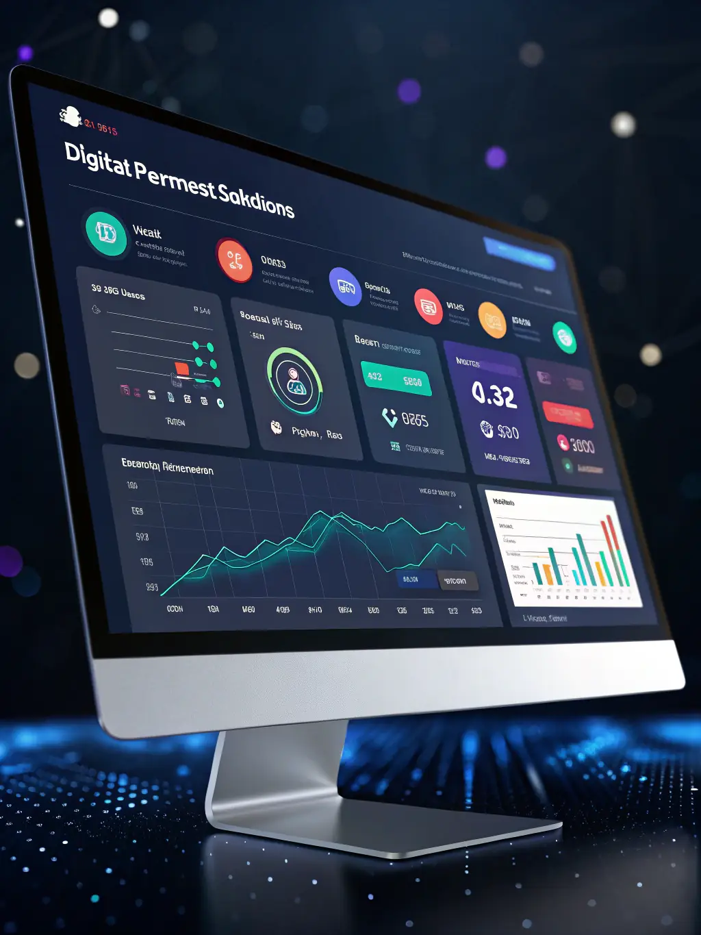 A digital illustration of a payment gateway interface with various optimization metrics highlighted, showcasing improved transaction speeds and reduced fees for OTO PAY clients.